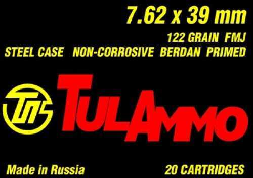 7.62X39mm 20 Rounds Ammunition Tula 122 Grain Full Metal Jacket